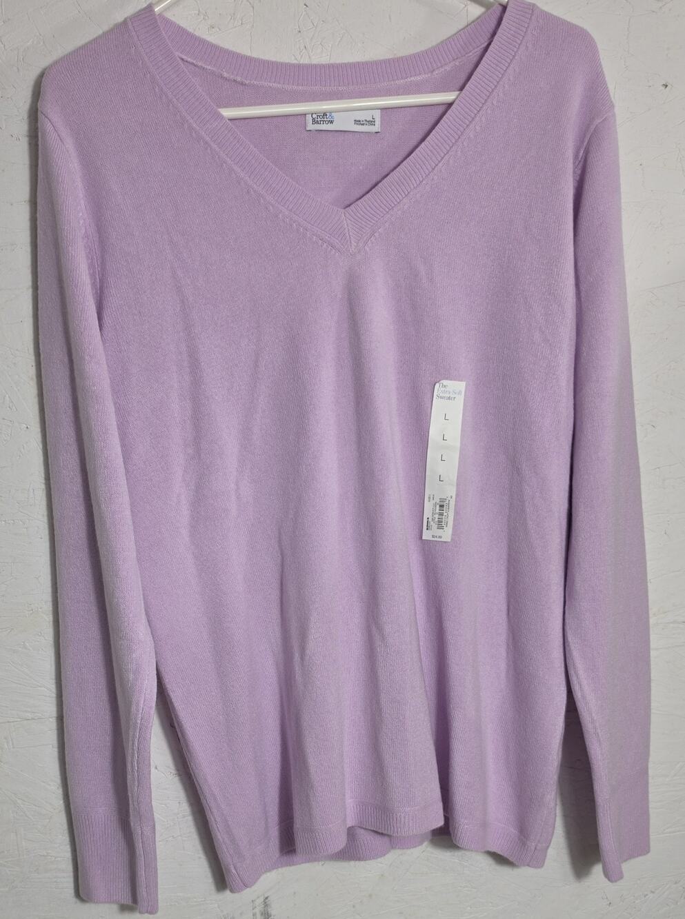 Croft Ad Barrow Pink Sweater V Neck Size Large NWT
